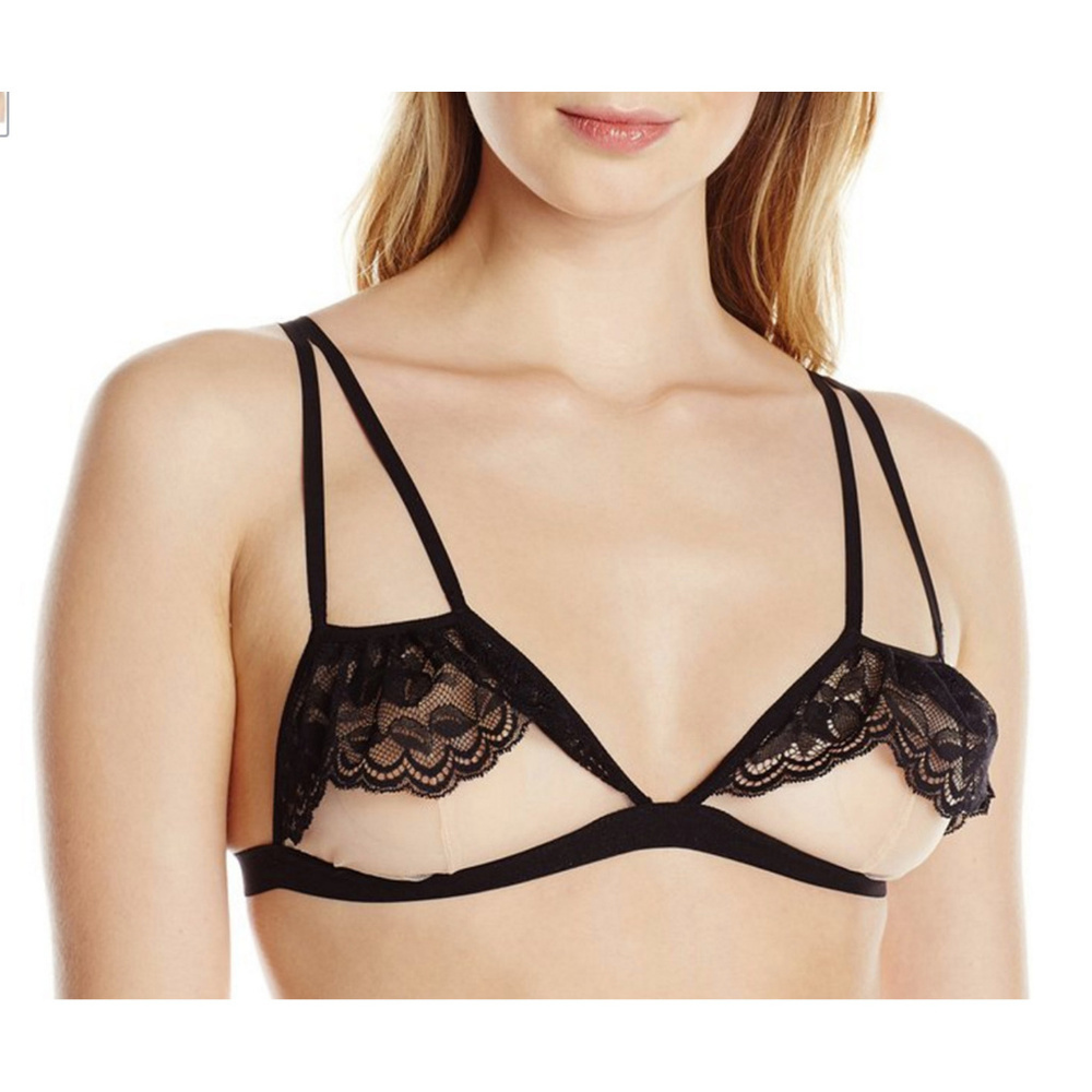 Cosabella Bra Wire-Free Bralette Nude Black Lace Size L